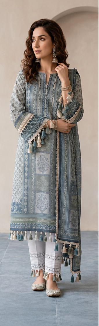 Wirsa By Zainab Unstitched Printed Lawn 3pc